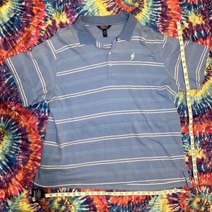 Light Blue and White Striped Polo Shirt